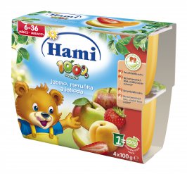 Hami 100% ovoce jablko, meruňka a jahoda - 4x100g